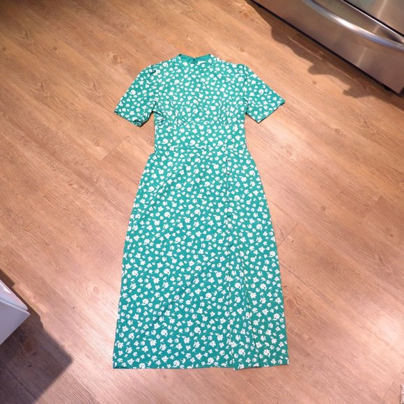 ASOS DESIGN midi tea dress green and white floral - Picture 7 of 14
